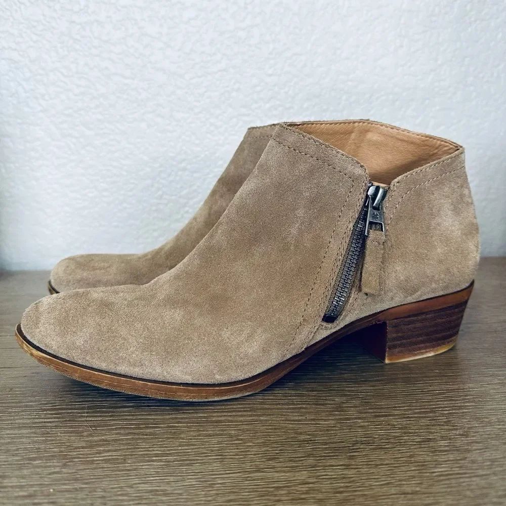 Lucky Brand Tan Suede Leather Ankle Boots Booties 8.5